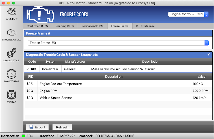 OBD2 Freeze Frame Explained OBD Auto Doctor