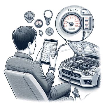 Auto enthusiast reading OBD2 in-use performance tracking counters with his phone